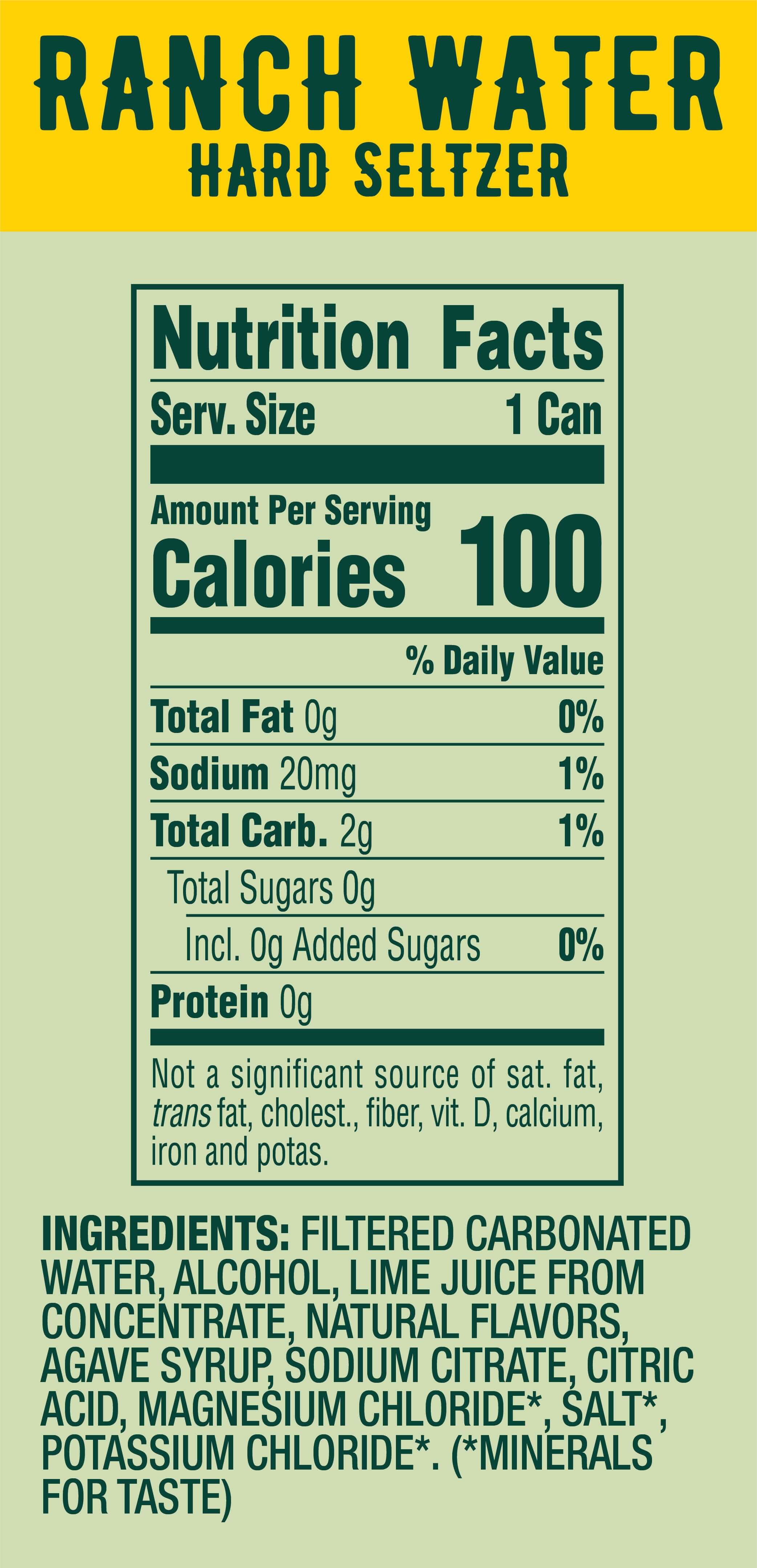 Ranch Water 12 oz nutrition facts